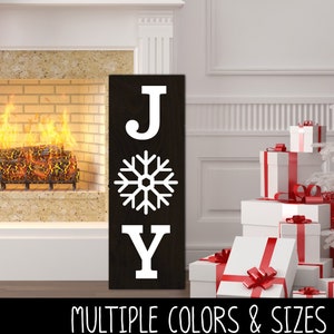 Vertical Joy with White Snowflake Decal - Vertical Joy Vinyl Sticker - Joy Decal- Joy Sticker - Joy Porch Decal - Christmas Decal - Sticker
