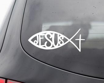 Jesus Fish Vinyl Decal - Jesus Vinyl Decal - Jesus Cross Vinyl Decal - I love Jesus Vinyl Decal - Jesus Sticker - Jesus Fish Sticker - Jesus