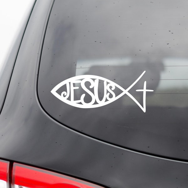 Jesus Fish Vinyl Decal - Jesus Vinyl Decal - Jesus Cross Vinyl Decal - I love Jesus Vinyl Decal - Jesus Sticker - Jesus Fish Sticker - Jesus