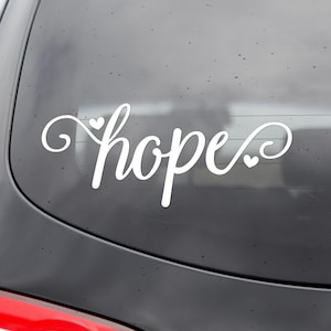Hope Cursive Heart Vinyl Decal - Hope Car Decal - Hope Sticker - Hope Wall Sticker - Hope Wall Vinyl Decal - Cursive Hope Laptop Sticker