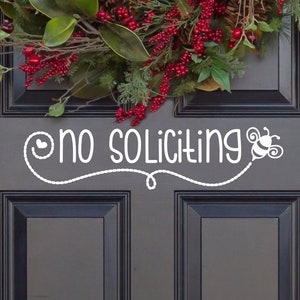 No Soliciting Bumblebee Vinyl Decal - No Soliciting Vinyl Sticker - No Soliciting Door Decal - No Soliciting Window Decal - Wall Decal