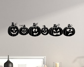 Cute Jack-o-lantern lineup decal - pumpkin decal - jack-o-lantern sticker - Halloween sticker - fall decal - Halloween decal - fall sticker