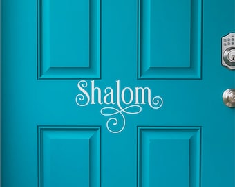 Ornamental Shalom Decal - Ornamental Shalom Sticker - Shalom Door Decal -  Shalom Wall Decal  - Hello Decal -Hello Sticker - Shalom Sign