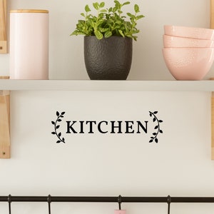 Kitchen with Curved Leaves Decal - Kitchen Sticker - Kitchen Wall Decal - Kitchen Wall Sticker - Kitchen Door Decal - Kitchen Decor