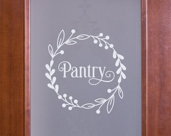 Ornamental Kitchen Pantry Decal - Kitchen Pantry Sticker - Food Pantry Door Label - Food Pantry Door Sticker - Kitchen Door Decal - Pantry