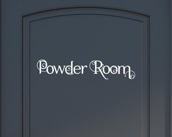 Scrolling Powder Room Vinyl Decal - Powder Room Sticker - Bathroom Door Decal - Bathroom Wall Decal - Washroom Decal - Bathroom Decal