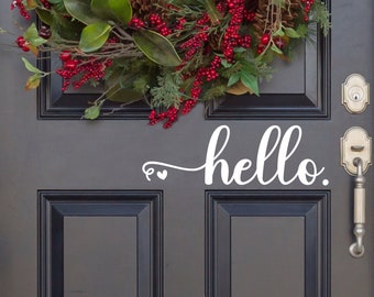 Cursive Hello Heart Vinyl Decal - Hello Vinyl Sticker - Hello Door Decal - Hello Car Decal - Hello Mailbox - Hello Door Sticker - Front Door