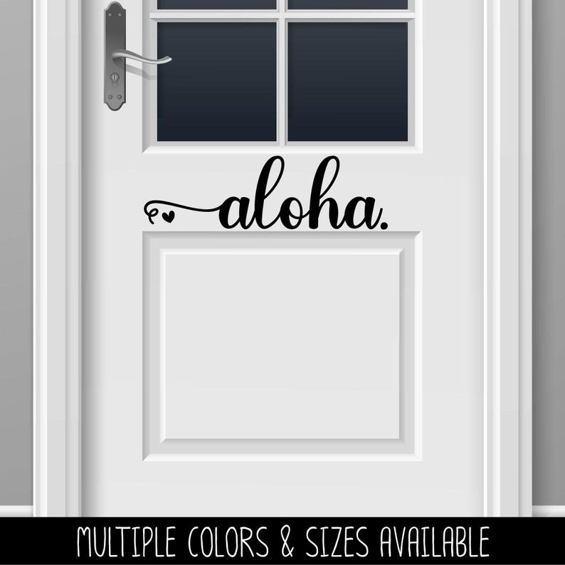 Cursive Aloha Hearts Decal - Aloha Sticker - Aloha Door Decal - Aloha Car Decal - Aloha Mailbox - Aloha Door Sticker - Hawaiian Greeting imagem 4