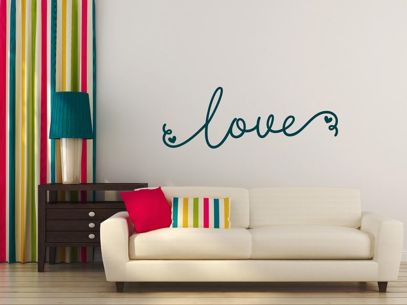 Cursive Love Heart Vinyl Decal Love Car Decal Love Sticker Love Wall Sticker Love Wall Vinyl Decal Cursive Love Laptop Sticker image 2