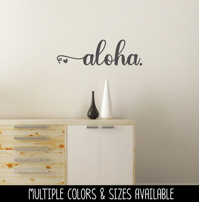 Cursive Aloha Hearts Decal - Aloha Sticker - Aloha Door Decal - Aloha Car Decal - Aloha Mailbox - Aloha Door Sticker - Hawaiian Greeting imagem 6