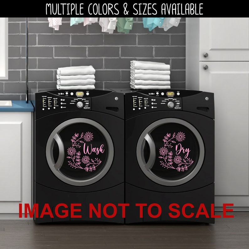 Floral Wreath Wash Dry Vinyl Decal Set - Washer and Dryer Vinyl Floral ...