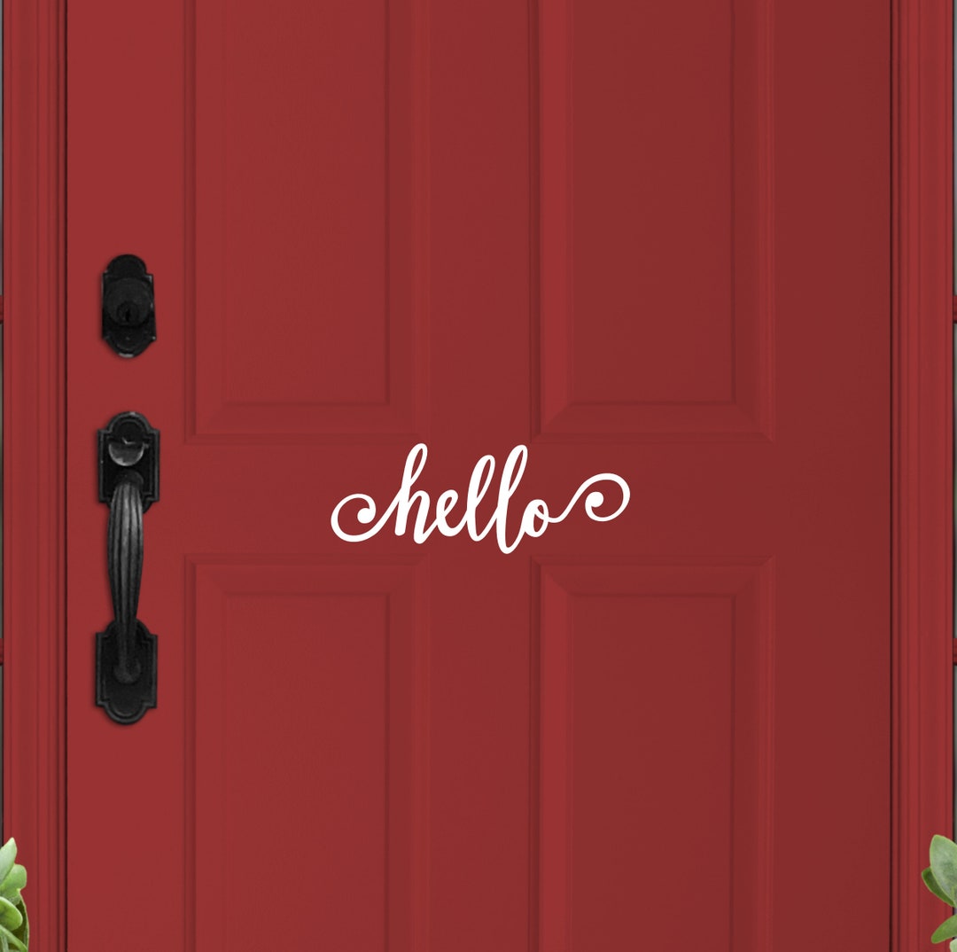 Hello Swirl Vinyl Decal Hello Vinyl Sticker Hello Door Etsy