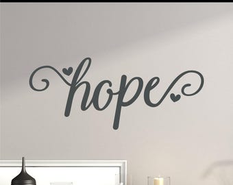 Hope Cursive Heart Vinyl Decal - Hope Car Decal - Hope Sticker - Hope Wall Sticker - Hope Wall Vinyl Decal - Cursive Hope Laptop Sticker