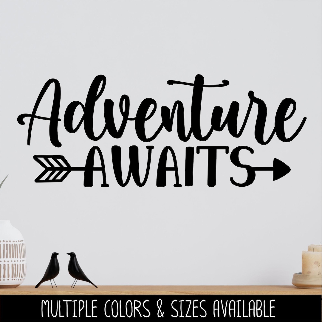 Adventure Awaits Decal Vinyl Sticker, Door Round Camper Sticker RV Car ...