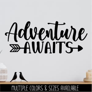Adventure Awaits Decal Vinyl Sticker, Door Round Camper Sticker RV Car ...