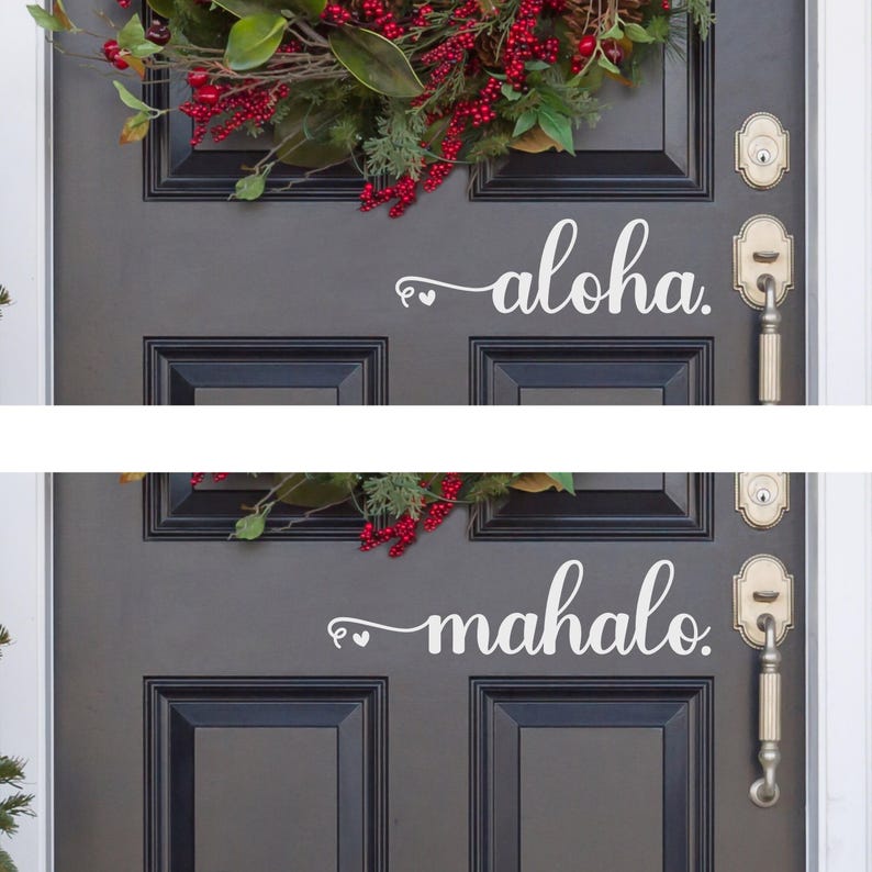 Cursive Aloha Hearts Decal - Aloha Sticker - Aloha Door Decal - Aloha Car Decal - Aloha Mailbox - Aloha Door Sticker - Hawaiian Greeting imagem 3