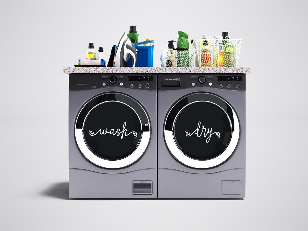 Wash & Dry Vinyl Decal Set - Washer and Dryer Vinyl Decal Set - Laundry ...