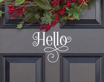 Ornamental Hello Vinyl Decal - Hello Vinyl Sticker - Hello Door Decal - Hello Car Decal - Hello Mailbox - Hello Door Sticker - Front Door