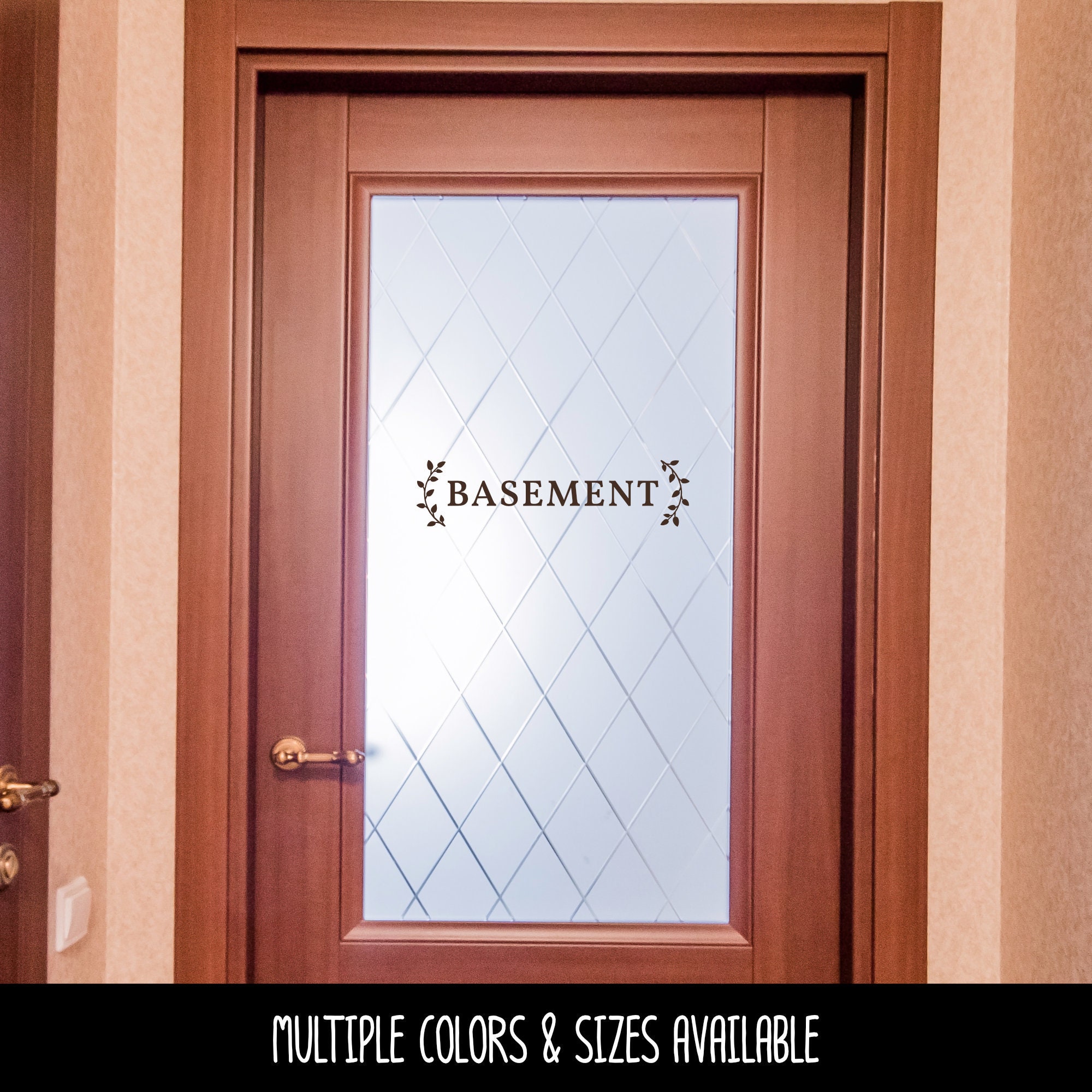 Basement With Curved Leaves Decal - Basement Sticker- Basement Door ...