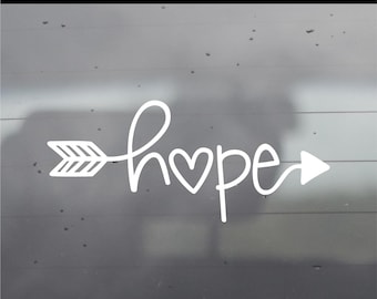 Hope Arrow Heart Vinyl Decal - Hope Arrow Car Decal - Hope Sticker - Hope Wall Sticker - Hope Wall Vinyl Decal - Cursive Hope Laptop Sticker