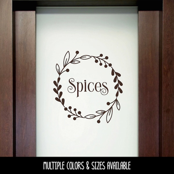 Ornamental Spices Wreath Decal - Spices Wreath Sticker - Spices Decal - Spices Sticker - Spices door decal - Spices Label - Spices Sign