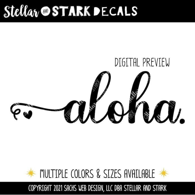 Cursive Aloha Hearts Decal - Aloha Sticker - Aloha Door Decal - Aloha Car Decal - Aloha Mailbox - Aloha Door Sticker - Hawaiian Greeting imagem 7
