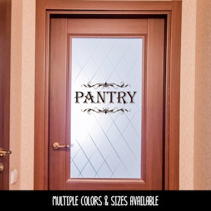 Pantry with Scroll Decal - Kitchen Pantry Sticker - Food Pantry Door Label - Food Pantry Door Sticker - Kitchen Pantry Door Decal - Pantry image 3