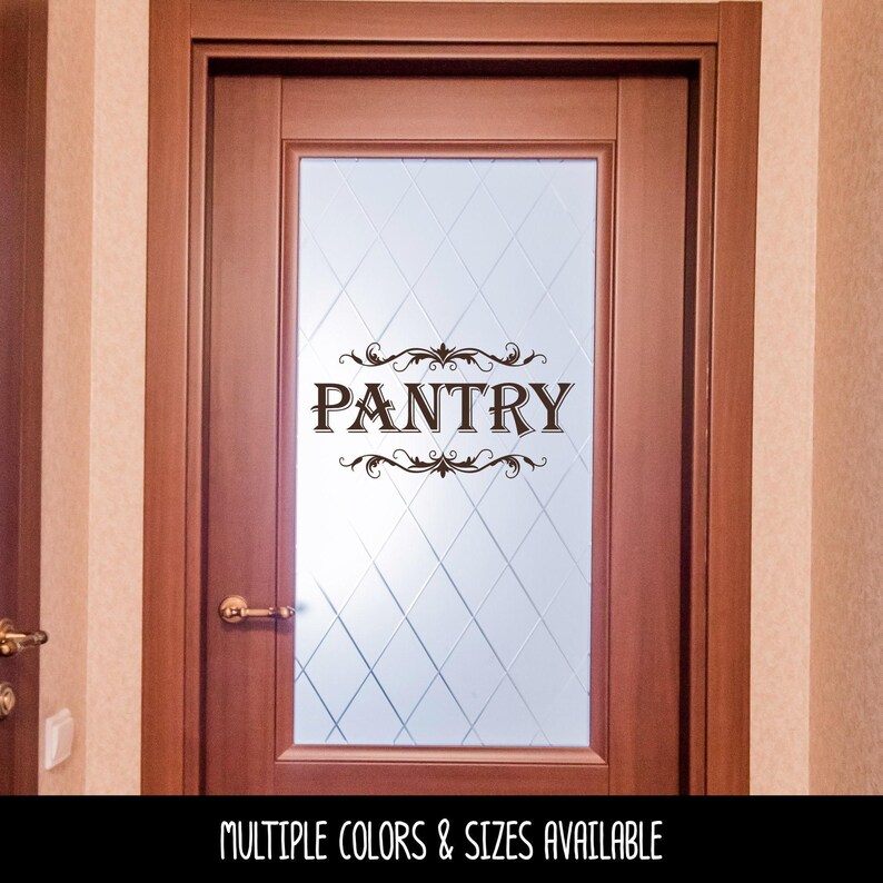 Pantry with Scroll Decal - Kitchen Pantry Sticker - Food Pantry Door Label - Food Pantry Door Sticker - Kitchen Pantry Door Decal - Pantry image 3