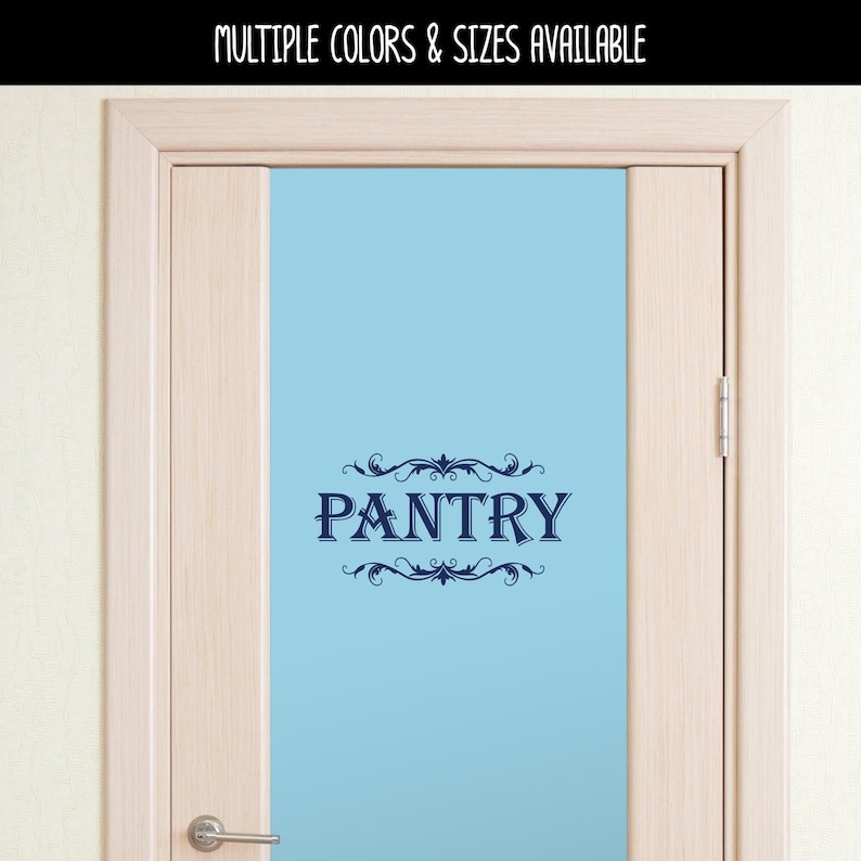 Pantry with Scroll Decal - Kitchen Pantry Sticker - Food Pantry Door Label - Food Pantry Door Sticker - Kitchen Pantry Door Decal - Pantry image 4