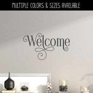 Ornamental Welcome Vinyl Decal - Welcome Vinyl Sticker - Welcome Door Decal- Welcome Door Sticker - Welcome Mailbox Sticker - Welcome Wall