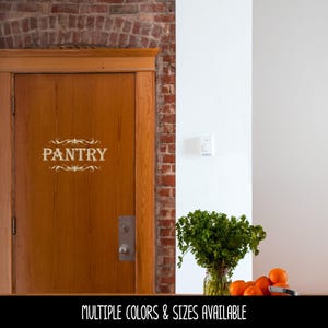 Pantry with Scroll Decal - Kitchen Pantry Sticker - Food Pantry Door Label - Food Pantry Door Sticker - Kitchen Pantry Door Decal - Pantry image 5