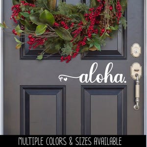 Cursive Aloha Hearts Decal - Aloha Sticker - Aloha Door Decal - Aloha Car Decal - Aloha Mailbox - Aloha Door Sticker - Hawaiian Greeting imagem 1