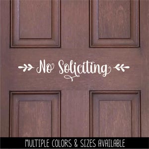 Floral No Soliciting Vinyl Decal, No Soliciting Vinyl Sticker,  No Soliciting Door Decal, No Soliciting Window Decal, No Soliciting Sign