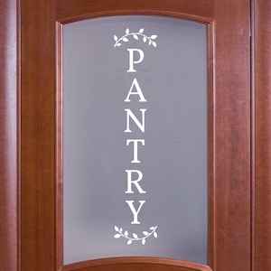 Vertical Curved Leaves Pantry Decal - Kitchen Pantry Sticker - Food Pantry Door Label - Food Pantry Door Sticker -Kitchen Pantry Door Decal