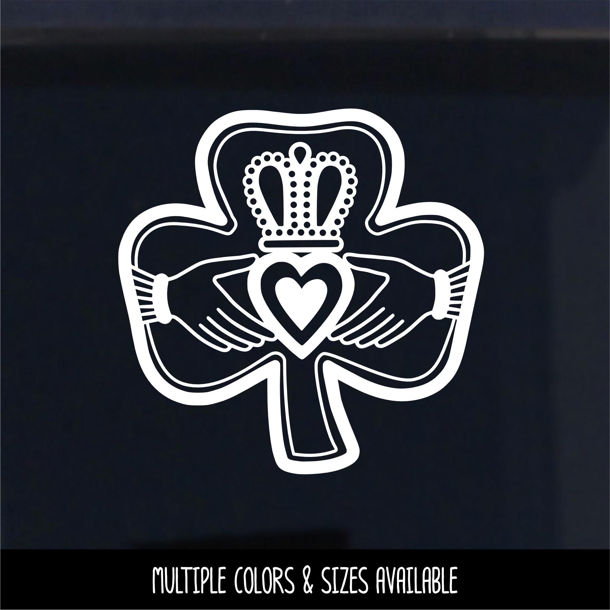 Simple Claddagh Shamrock Vinyl Decal - Friendship Loyalty Love Sticker ...