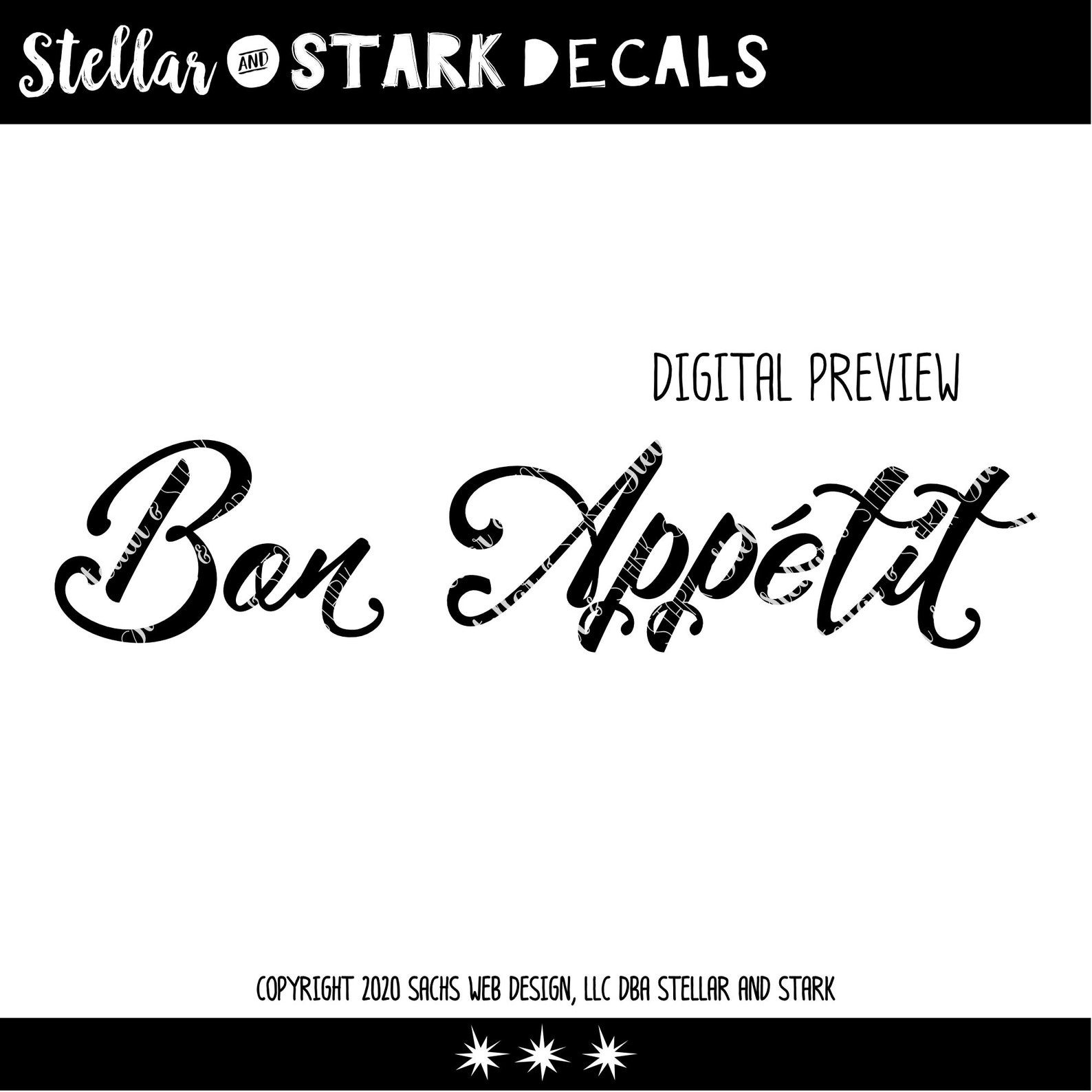 Cursive Bon Appetit Decal - Bon Appetit Sticker - Kitchen Decor Decal ...