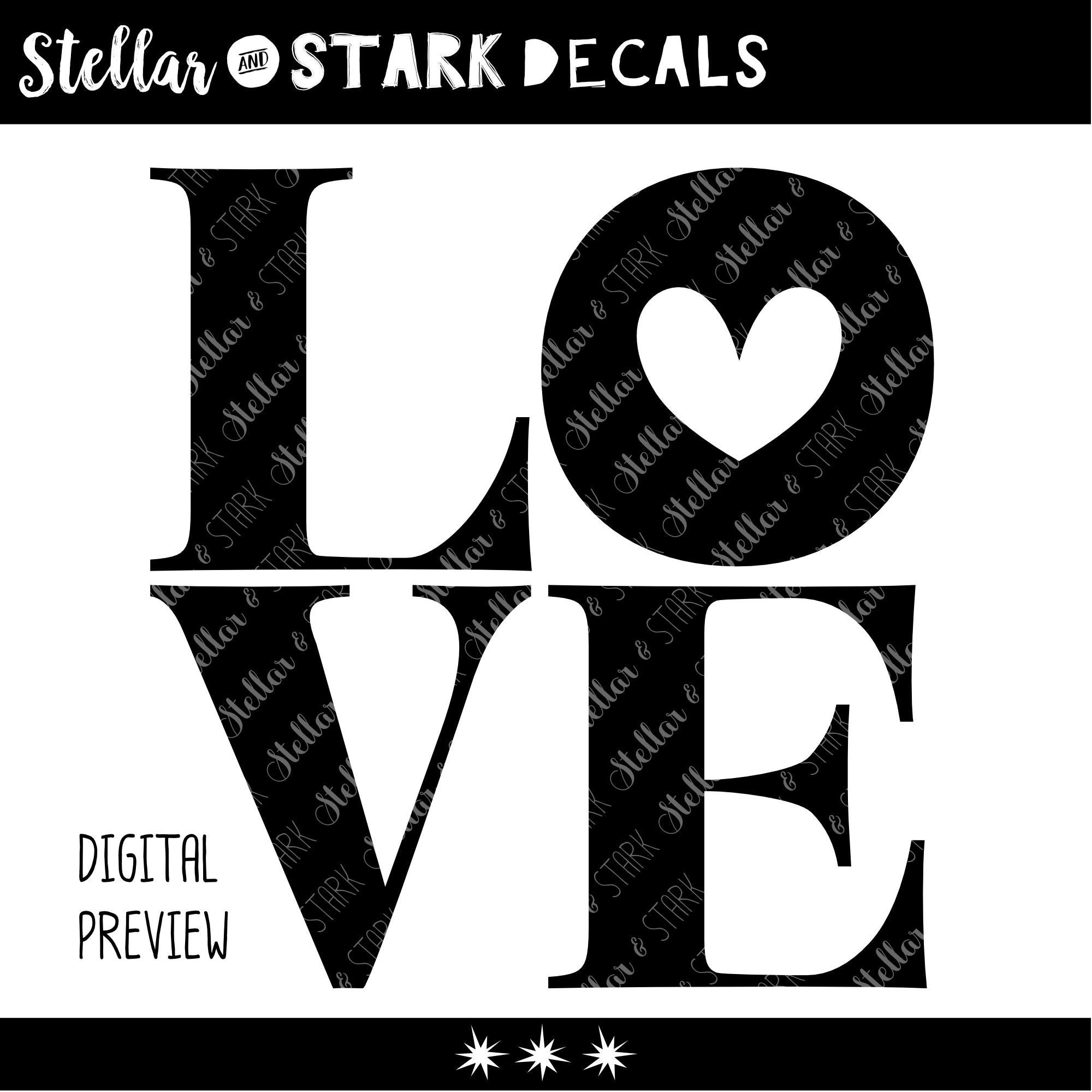 LOVE Vinyl Decal LOVE Sticker Stacked Love Vinyl Decal Etsy