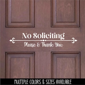 No Soliciting Vinyl Decal, No Soliciting Vinyl Sticker,  No Soliciting Door Decal, No Soliciting Window Decal, No Soliciting Sign,Wall Decal