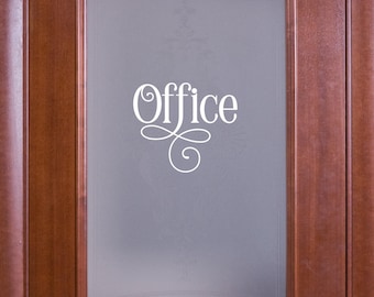 Ornamental Office Vinyl Decal - Office Sticker - Office Decal - Office Wall Decal - Office Door Decal - Office Room Decor - Office Label