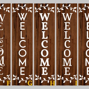 Floral Leaves Vertical Welcome Vinyl Decal Leaves Vertical Welcome Vinyl Sticker Welcome Door Decal Welcome Door Sticker Welcome Sign image 3