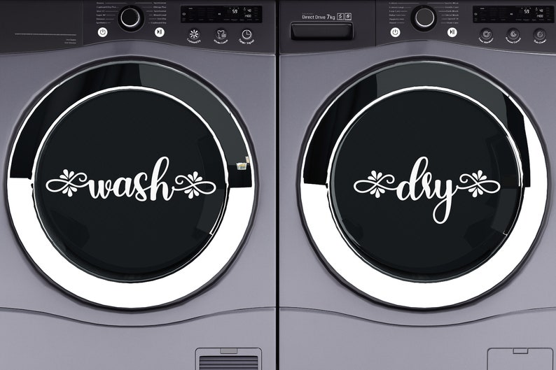 Teardrop Wash & Dry Vinyl Decal Set washer and Dryer Vinyl Etsy