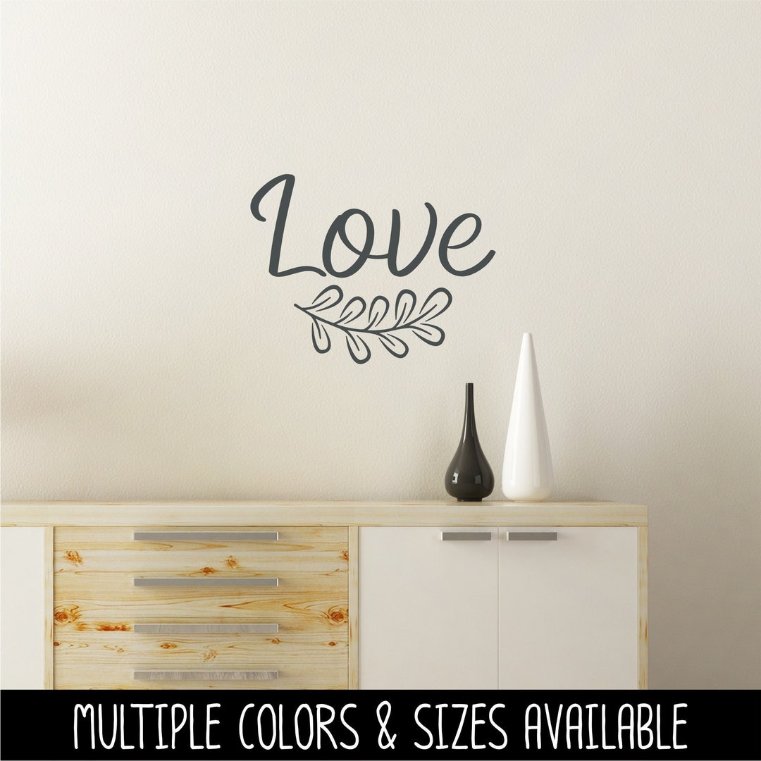Love With Leaves Vinyl Decal Love Car Decal Love Leaves Sticker Love