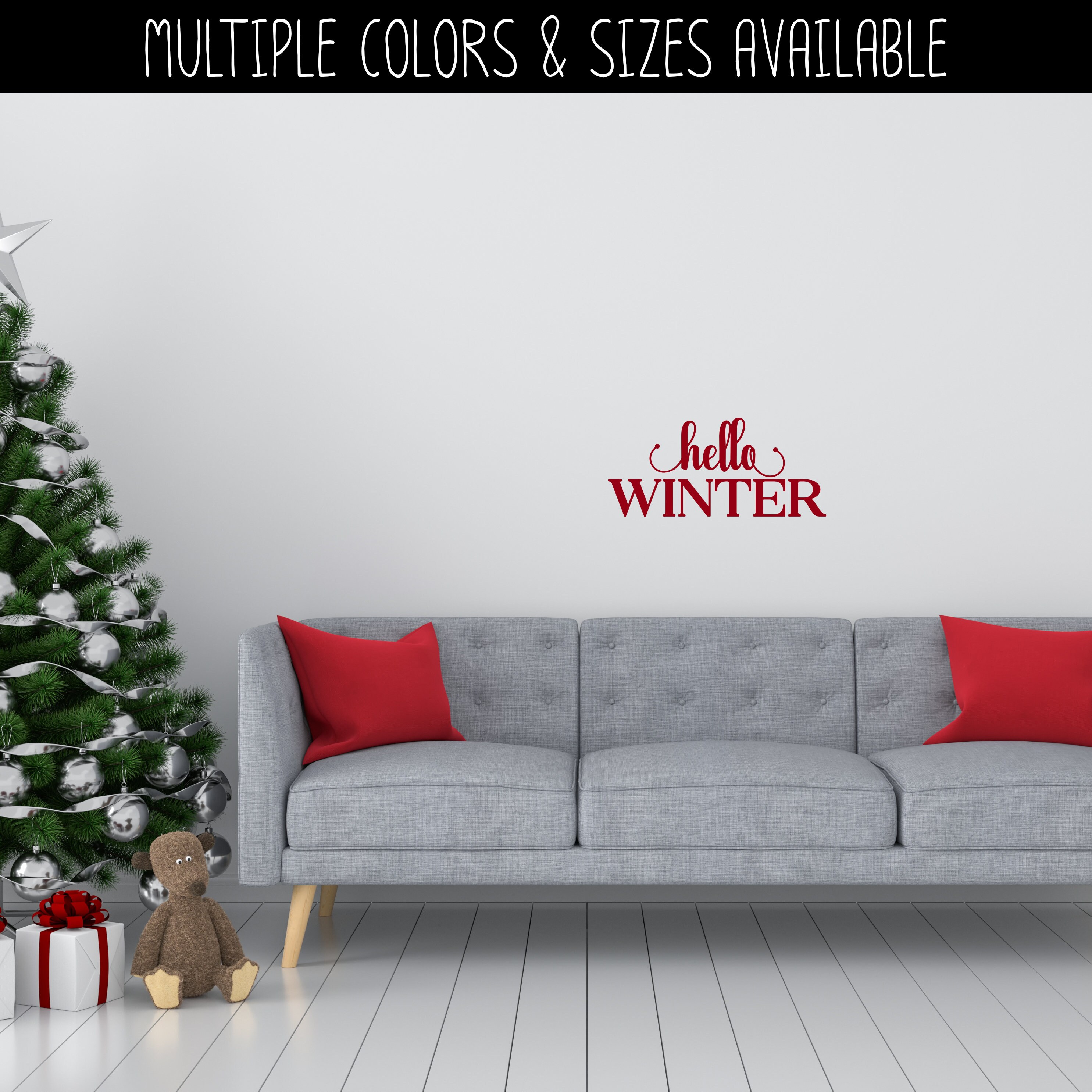 Hello Winter Cursive Stacked Vinyl Decal - Hello Winter Vinyl Sticker ...