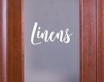 Linens Decal - Linens Sticker - Linens Closet Door Label - Linens Closet Door Sticker -Bathroom Linens Door Decal - Linens Decal -Home Decor