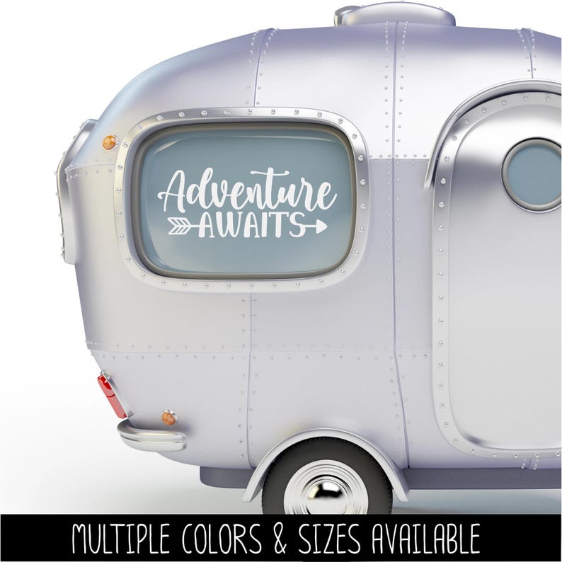 Adventure Awaits Decal Vinyl Sticker, Door Round Camper Sticker RV Car ...