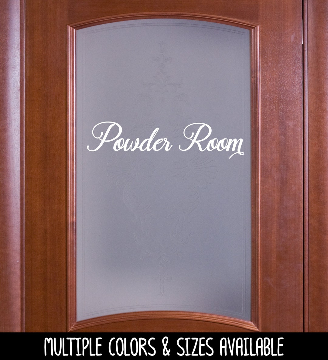 Antique Script Powder Room Vinyl Decal Bathroom Sticker Bathroom Door