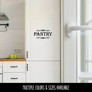 Pantry with Scroll Decal - Kitchen Pantry Sticker - Food Pantry Door Label - Food Pantry Door Sticker - Kitchen Pantry Door Decal - Pantry image 2
