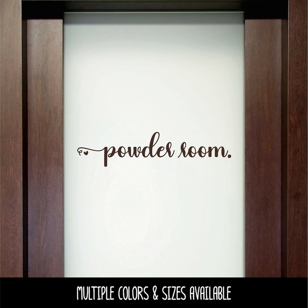 Powder Room With Heart Decal Powder Room Sticker Powder Room Door Decal