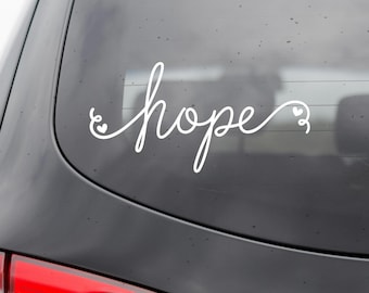 Hope Cursive Heart Vinyl Decal - Hope Car Decal - Hope Sticker - Hope Wall Sticker - Hope Wall Vinyl Decal - Cursive Hope Laptop Sticker