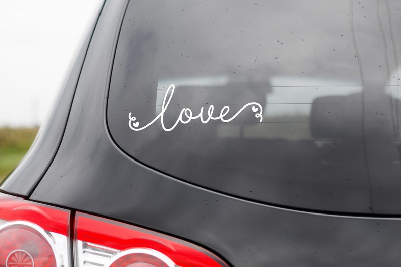 Cursive Love Heart Vinyl Decal Love Car Decal Love Sticker Love Wall Sticker Love Wall Vinyl Decal Cursive Love Laptop Sticker image 3